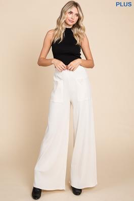Plus Frill Wasit Wide Pants