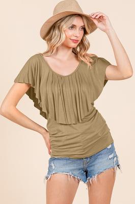 V-Neck Wide Ruffle Top