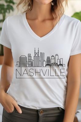 Nashville Tennessee Skyline Unisex V Neck TShirt