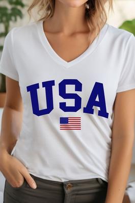 American Flag USA Unisex V Neck TShirt