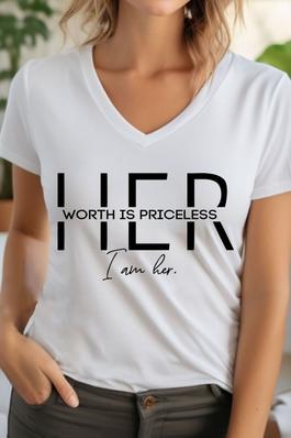 Her Worth is Priceless  Unisex V Neck TShirt