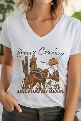 Sorry Cowboy Jesus Has My Unisex V Neck TShirt