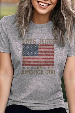 Love Jesus and America Too UNISEX Round NeckTShirt