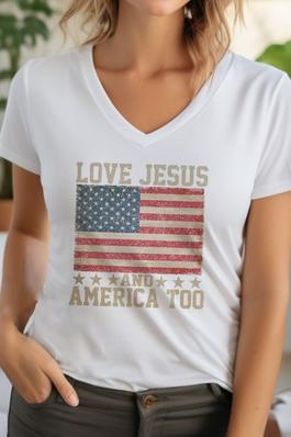 Love Jesus and America Too Unisex V Neck TShirt