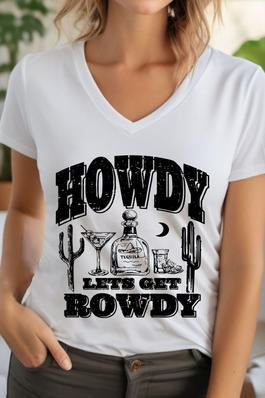 Howdy Lets Get Rowdy Western Unisex V Neck TShirt