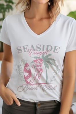 Seaside Cowgirl Beach Club Unisex V Neck TShirt
