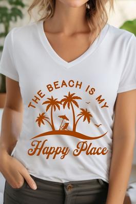 The Beach is My Happy Place Unisex V Neck TShirt