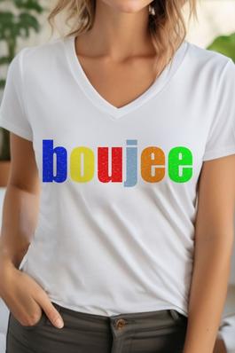 Boujee Multicolored Unisex V Neck TShirt
