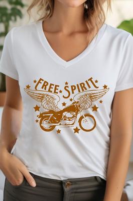 Free Spirit Motorcycle Unisex V Neck TShirt