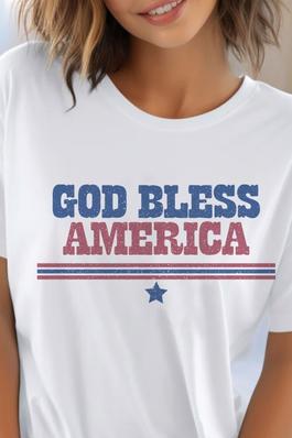 God Bless America Stripes UNISEX Round Neck TShirt