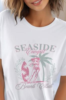 Seaside Cowgirl Beach Club UNISEX Round NeckTShirt