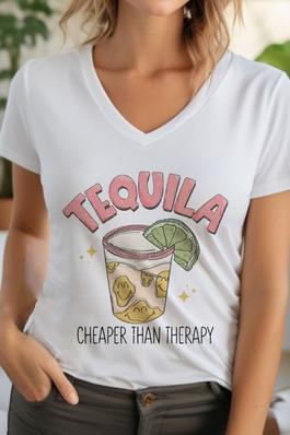 Tequila Cheaper Than Therapy Unisex V Neck TShirt