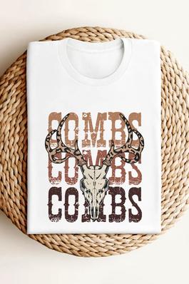 Combs Cow Skull Long UNISEX Round Neck TShirt