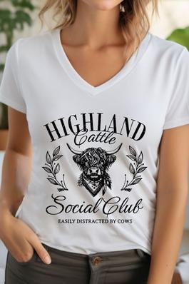 Highland Cattle Social Club Unisex V Neck TShirt