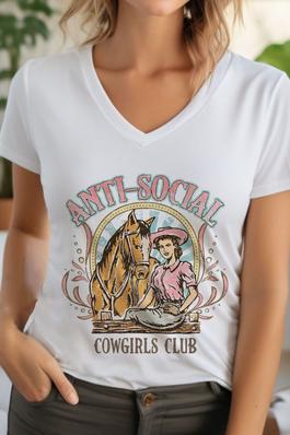 Anti Social Cowgirls Club Unisex V Neck TShirt
