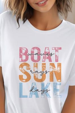 Boat Waves Sun Rays UNISEX Round NeckTShirt