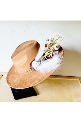 Boho Western Wedding Floral Bridsmaid Hat Tan