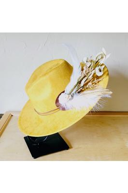 Boho Western Wedding Floral Bridsmaid Hat Mustard