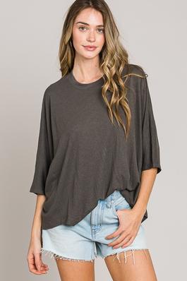 Elbow sleeve oversize cocoon knit top