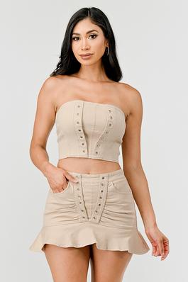 Stretched Crop Top with Eyelets