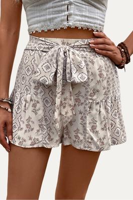 Go On Holiday Bohemian Floral Print Tie-Waist Mini Shorts