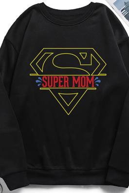 SUPER MOM graphic sweatshirts