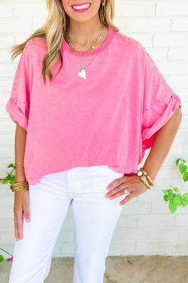 Mineral Wash Batwing Sleeve Top