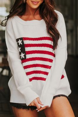 American Flag Cable Knit Sweater
