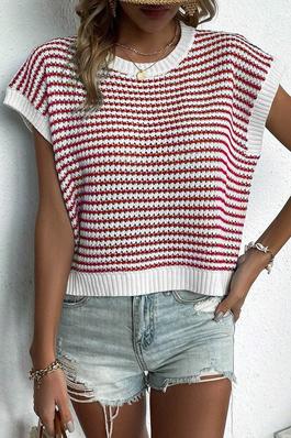 Stripe Ribbed Knit Sweater Top