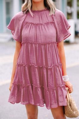 Short Sleeve Tiered Mini Dress
