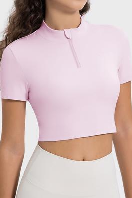 Soft stand collar & half-zip sports short sleeves