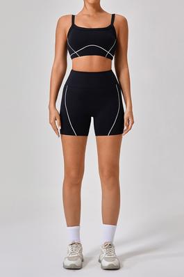 Spaghetti strap-on underwear & skinny shorts set