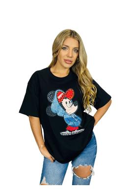 Embellished Mickey Mouse Graphic T-Shirt Top