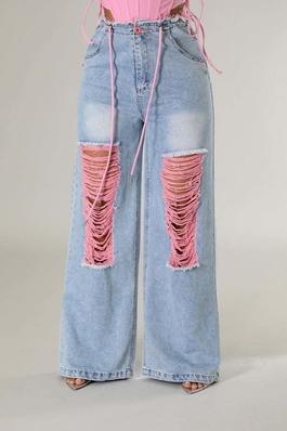 Vintage Vibes Distressed Wide-Leg Jeans with High Waist