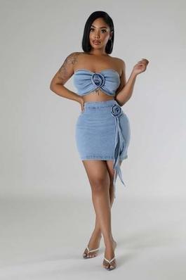Curve-Hugging Duo with Tube Top and High-Waisted Skirt Set