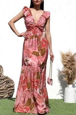 Ethereal Tie-Back Print Maxi Dress