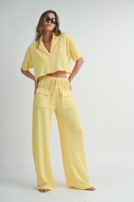 Relaxed Chic Crop Shirt and Wide Leg Pants Set