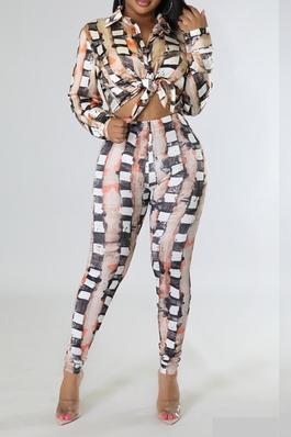 Long sleeves High waisted pants two piece set
