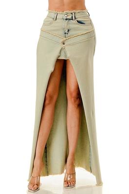Plus Size Trendy Patchwork Overlay Denim Skirt