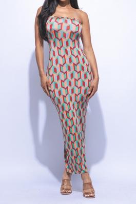 Plus Size Clothing Vibrant Geo Tube Maxi Dress