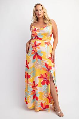 Plus Size Clothing Floral Elegance Knit Maxi Dress