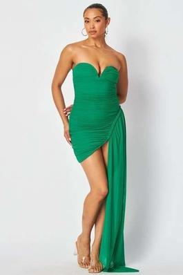 Evelyn Strapless Ruched Mini Dress with Side Drape Detail