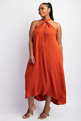 Plus Size Clothing Cascade Halter Maxi Dress