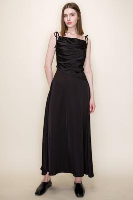 Brigeeta Satin Zip Stretchy Luxurious Skirt Black