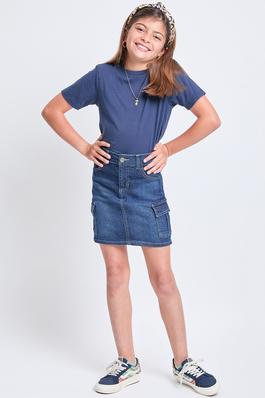 Girls Cargo Pocket Denim Skirt