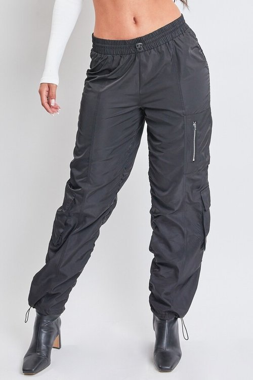 YMI Jeanswear High Rise Nylon Cargo Jogger Pants