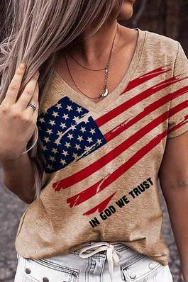 LUNE USA FLAG PRINTED SPRING SUMMER CASUAL T SHIRT