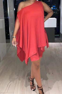 CASUAL SLEEVELESS SLANTED OFF SHOULDER LOOSE SOLID COLOR SUIT 2XL