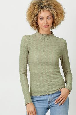 Lettuce Edge Textured Knit Top