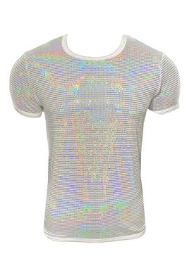 Flat Sequins Tee - WHITE HOLOGRAPHIC